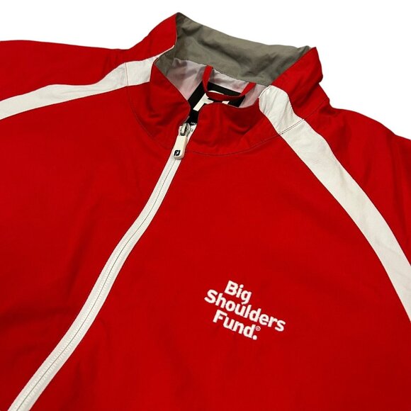 Footjoy Men's Large Short Sleeve 1/2 Zip Golf Windbreaker Jacket Red White - Picture 1 of 11
